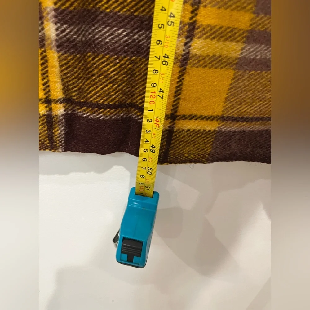 Farisbault Woolen Mill Co.‎ Vintage Yellow & Brown Plaid Wool Fringe Blanket
